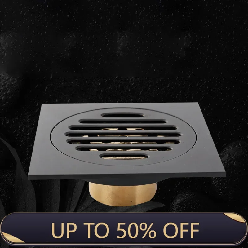 10X10cm Square Black All Copper Deodorization Filter Cover Floor Drain Shower Floor Drain Bathroom Hardware Accessories