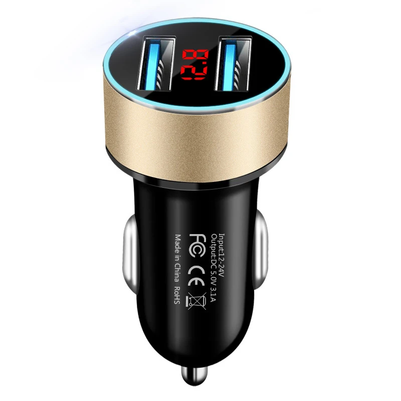 LED-Anzeige Voltmeter 3,1 A Dual USB Telefon Ladegerät Auto Zigarettenanzünder Netzteil Steckdose Splitter für 12-24 V Autos