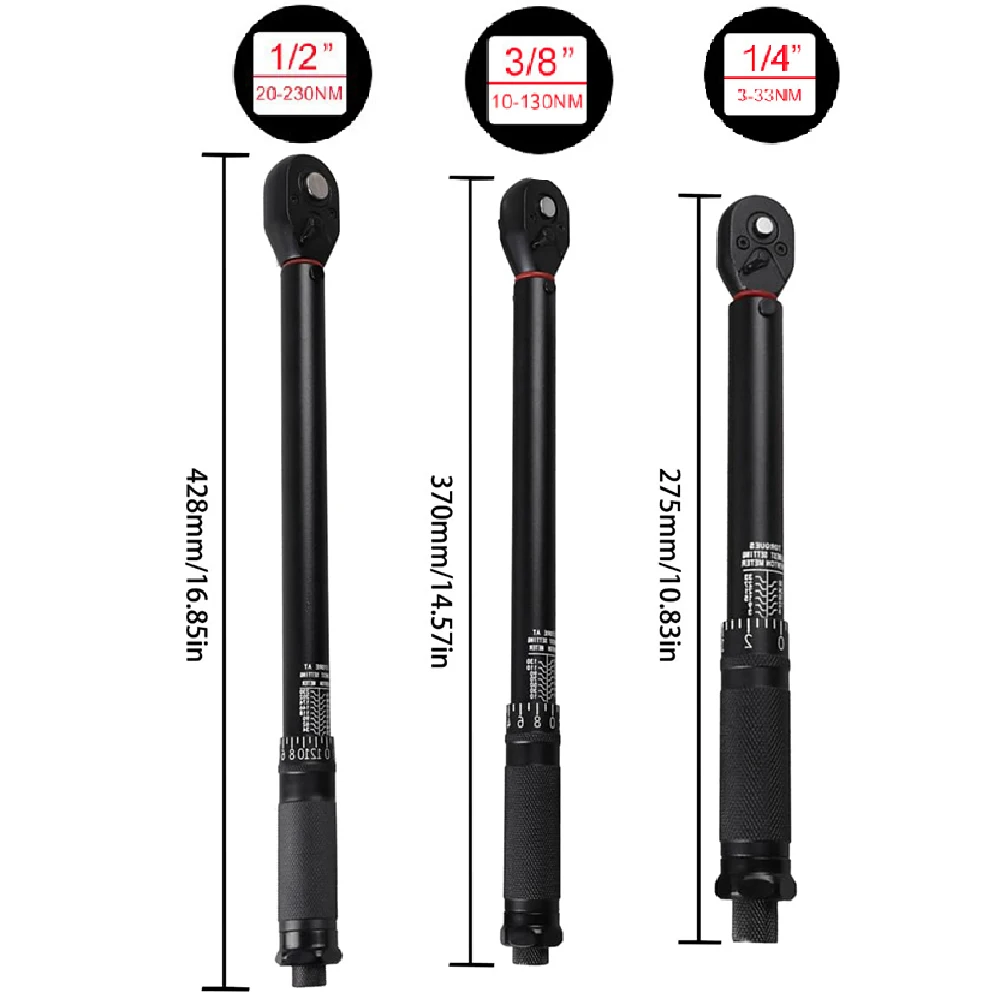 

3-33 Нм, 10-130 Нм, 20-230 Нм, динамометрический ключ 1/4 3/8 дюйма, 1/2 дюйма, квадратный привод, регулируемый трещотка, головка, велосипедный автомобильный инструмент