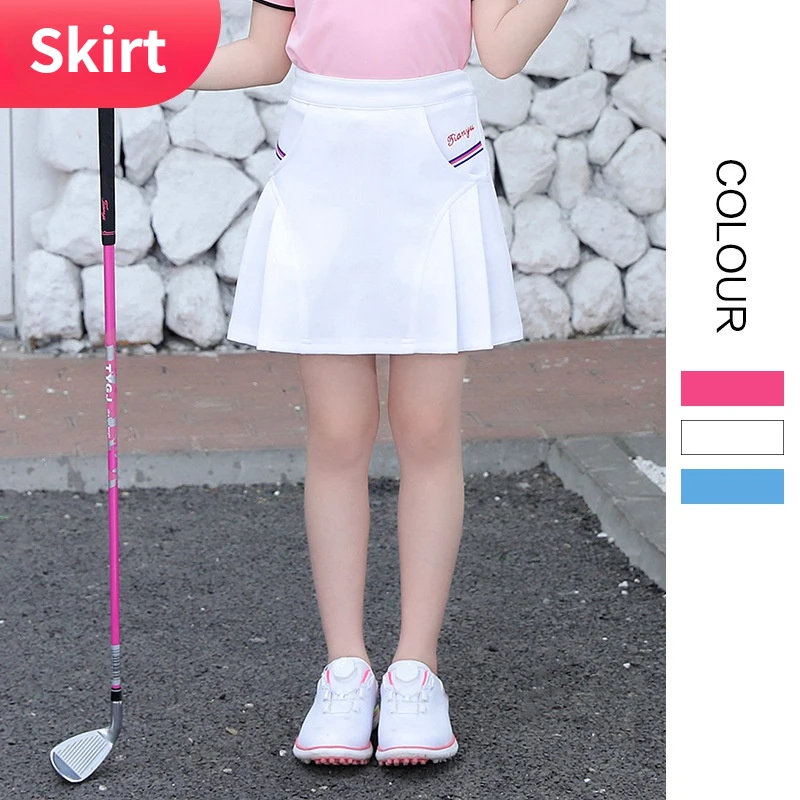 

Anti-exposure Golf Skirts for Girls Pleated Skirts Teenagers Mini Dress Slim Tennis Kid's Sports Breathable Golf Apparel Summer