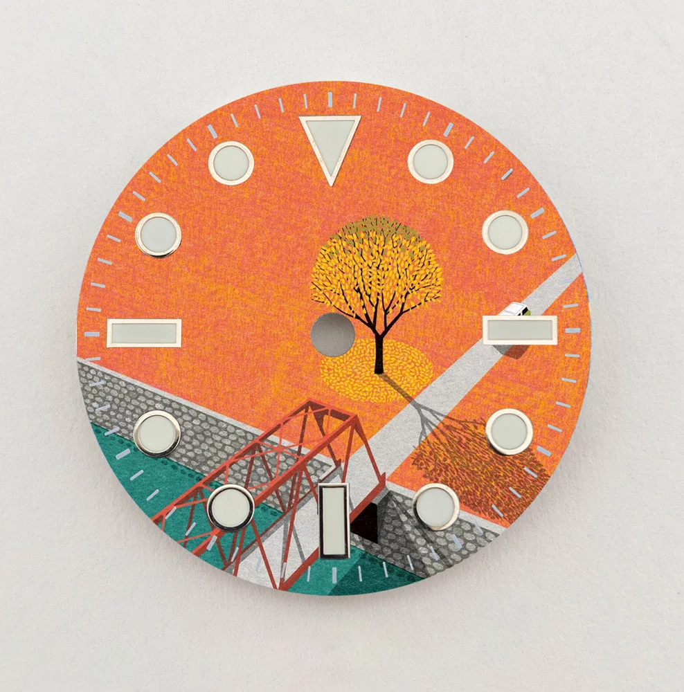 Nh35 dial natural paisagem criativa dial 28.5mm dial nh36 dial cor personalizada se encaixa nh35/36 movimento relógio peças de substituição