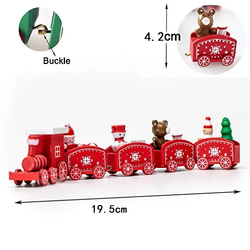 Wooden Christmas Train Mini Cartoon Train Set Dining Table Decorations Children's Toys Party Home Christmas Decoration Gift