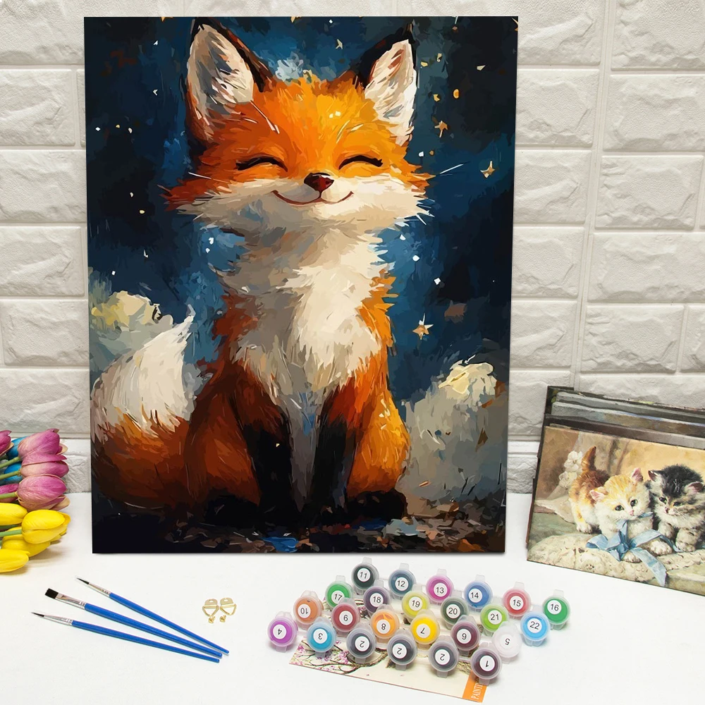 

Наборы для рисования по номерам DIY: Картина на холсте с изображением лисы, цифровая живопись маслом, акриловые краски на холсте, современный декор для гостиной и дома