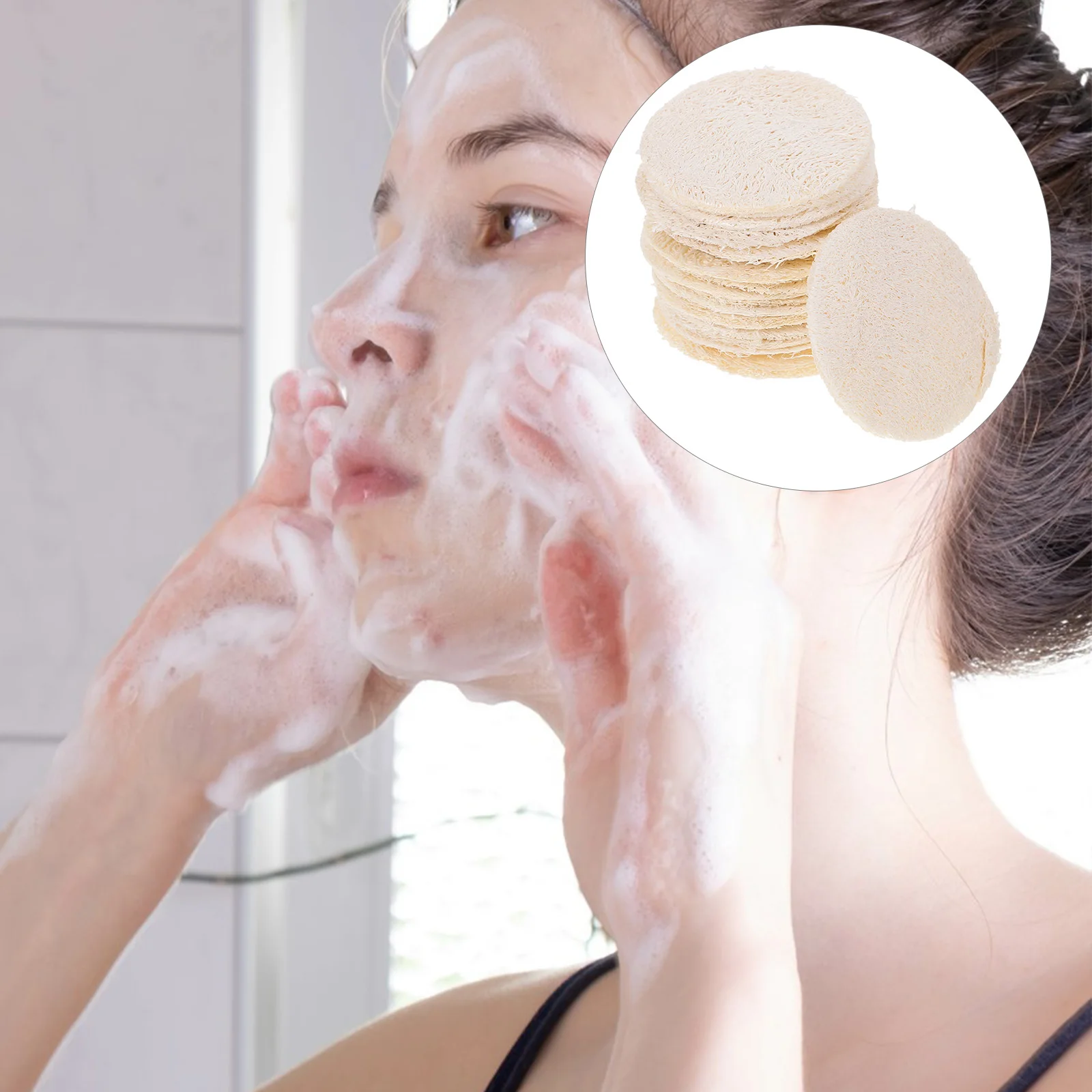 

18 Pcs Loofah Sponge 6x6cm Natural Exfoliating Pads Face Body Scrubber Cleansing Deep Clean Acne Blackheads Bath Shower Spa Gift