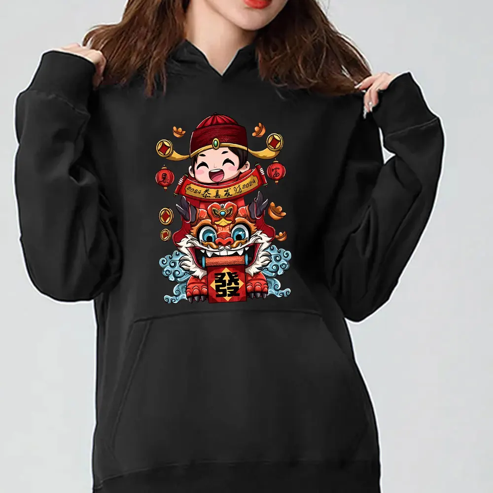 2024 Happy Chinese New Year  chinese dragon year Printed Hoodie The Year of The Dragon Gongxi Fat Choi for Men Women Pullovers