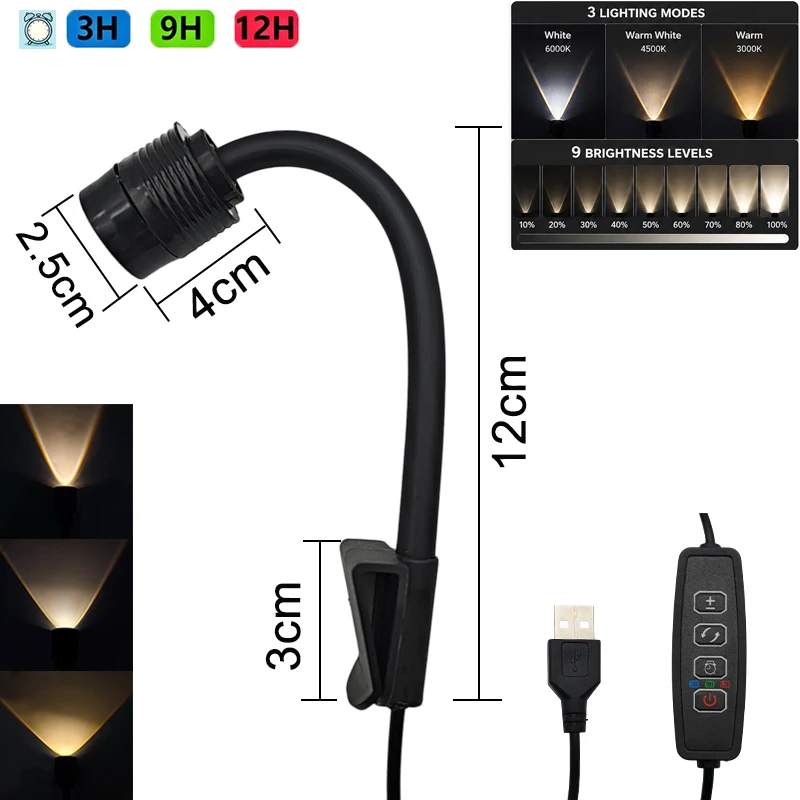 LED Aquarium-Strahler mit Einstellbarem Fokus 15 ° -90 ° 3-Farben Dimmbare Aquariumbeleuchtung mit Timer und Einstellbarer Helligkeit, Südamerikanische Lampe – Detail 8