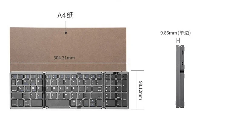 Imagem -05 - Três Vias Dobrável Teclado Bluetooth sem Fio Portátil para o Telefone Celular Tablet Samsung Huawei Apple