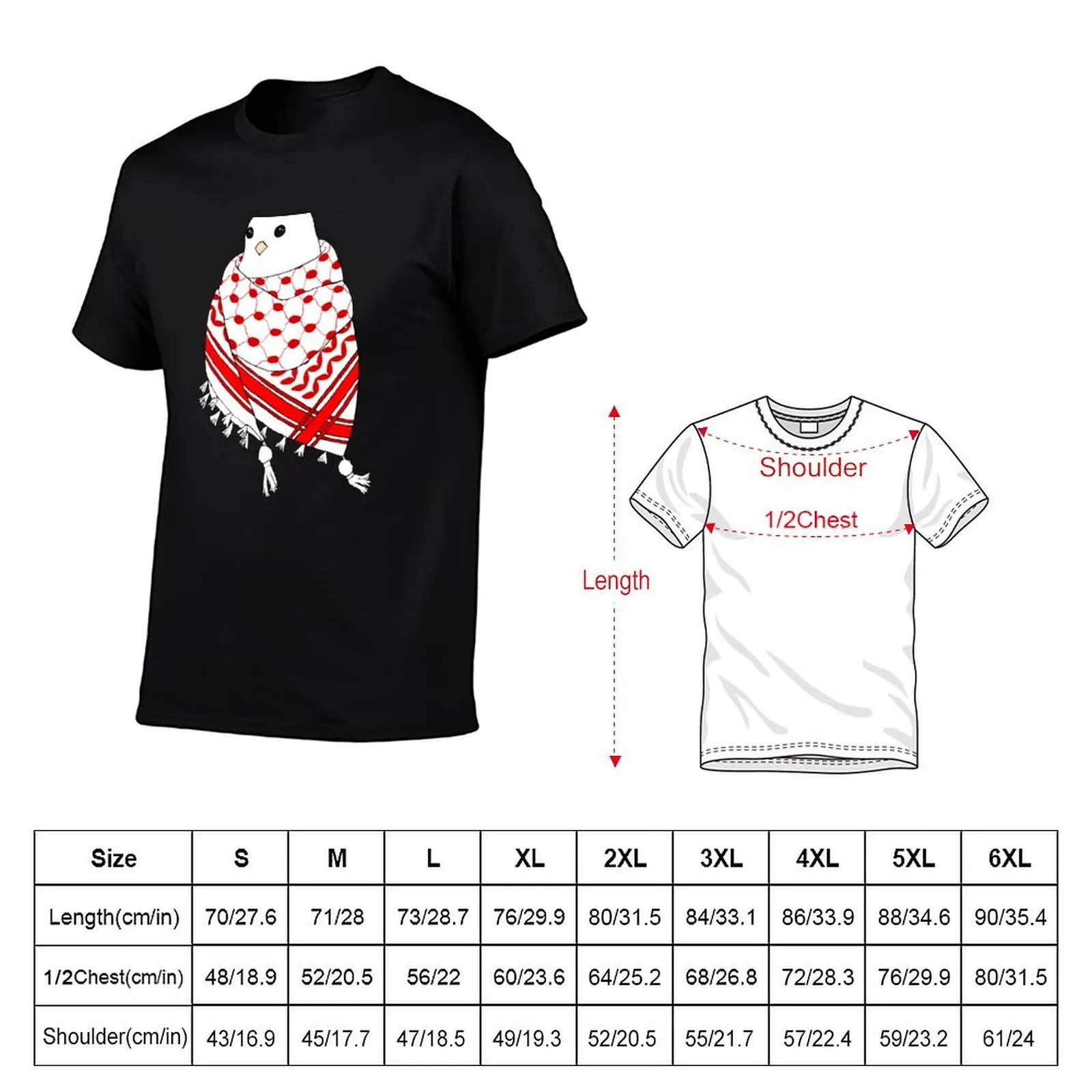 Dove Wrapped in Red Keffiyeh Scarf T-Shirt vintage t shirts vintage graphic tee anime t shirts outfits for men