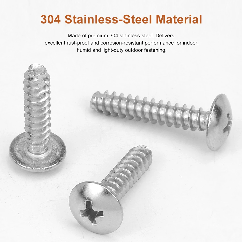 304 Stainless Steel Phillips Truss Head Cutting Tail Tapping Screw M2 M2.3 M2.6 M3 M3.5 M4 M5 Cross Pan Head Self Tapping Screw