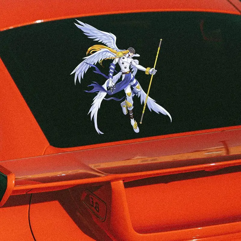 Digimon Car Sticker Cute Fashion Cartoon Creative Kawaii Angemon Scratch Cover Decorative Sticker Birthday Gift for Friends view 4