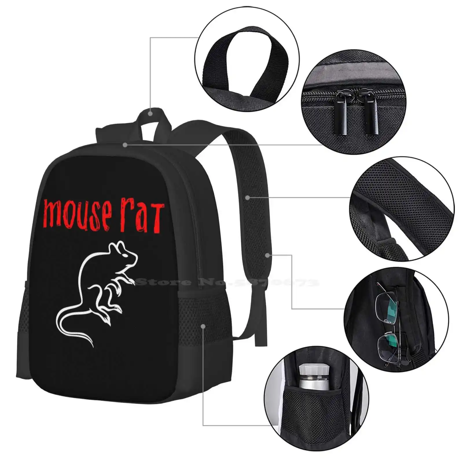 Mouse Rat School Bag Big Capacity Backpack Laptop Parks And Recreation Parks Recreation Mouse Rat Ron Swanson Leslie Knope