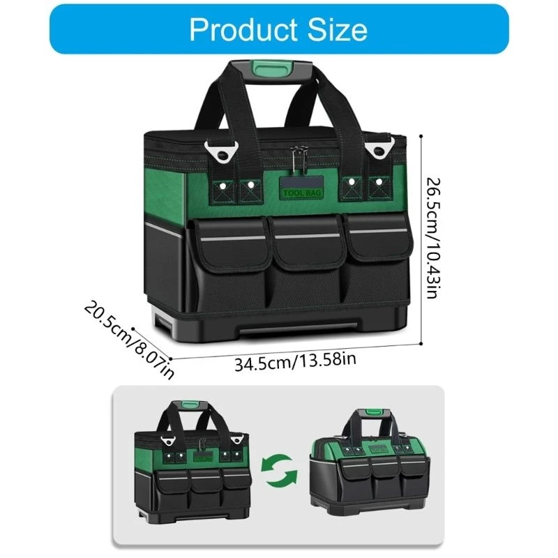 

652F 16Inch Large Capacity Tool Bag With Sturdy Plastic Base For Professionals