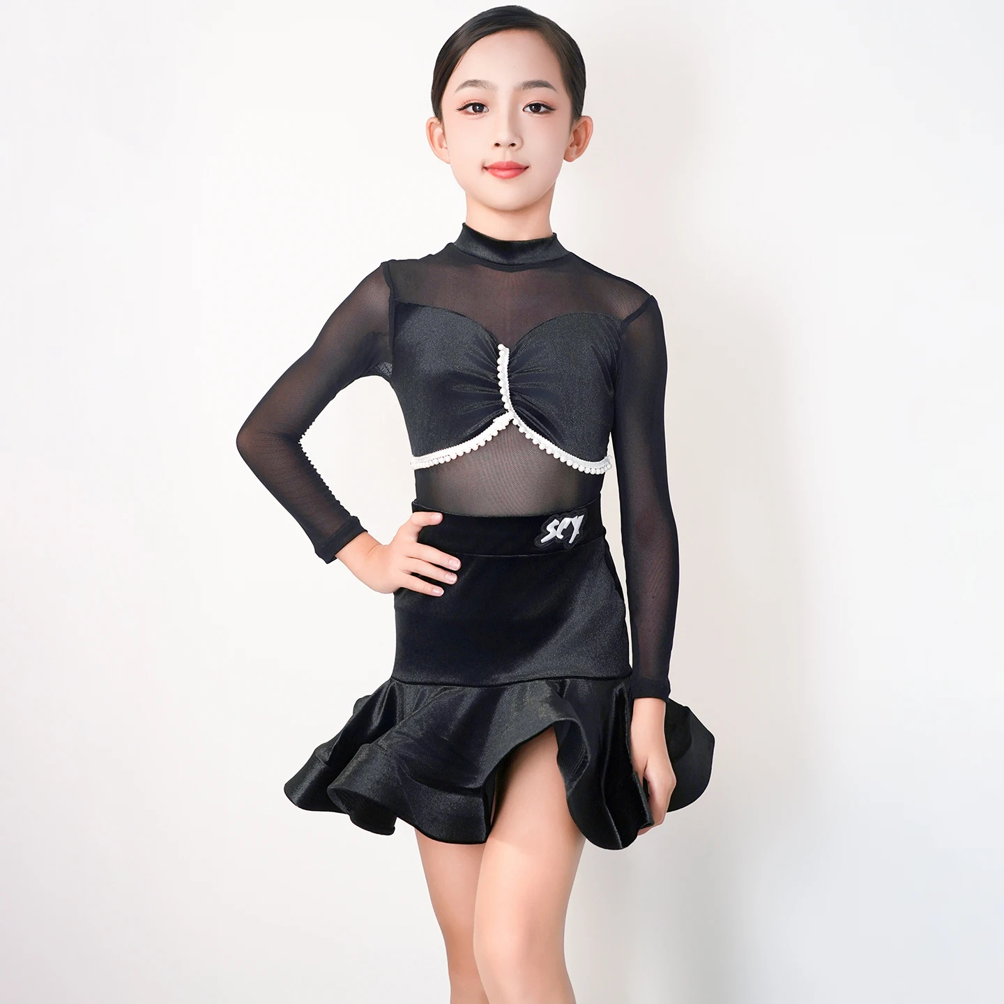 

Бальное платье, стандартное детское платье для сальсы, латинских танцев, костюм для латинских танцев самбы для девочек, юбка для танцев для девочек, платье для латинских танцев