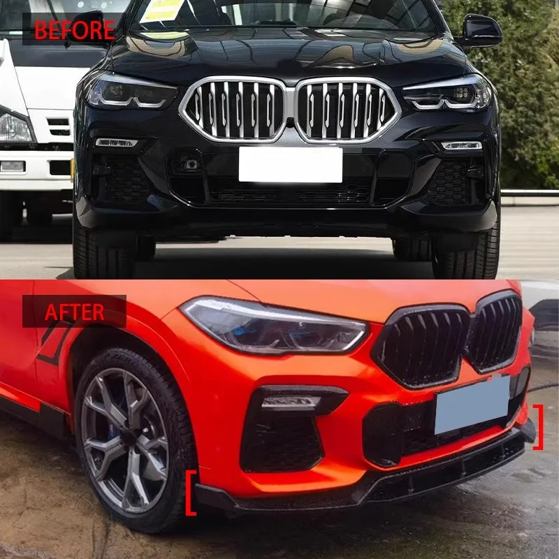 FOR BMW 2020-2024 X6G06 Black Knight A style front lip front shovel appearance modification kit ABS material