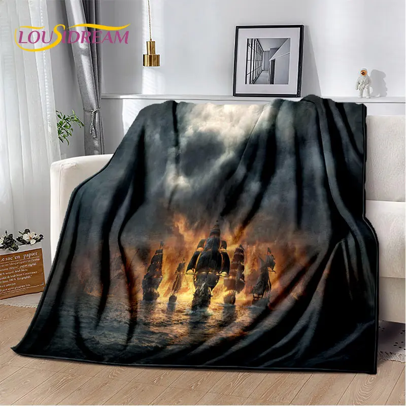 

A Pirate Boat,Barque,Boat Ship Monster Soft Plush Blanket,Flannel Blanket Throw Blanket for Living Room Bedroom Bed Sofa Picnic