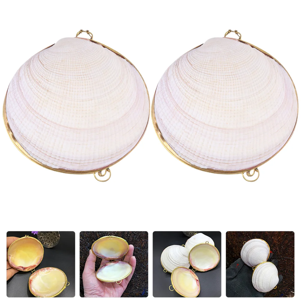 2 Pcs Ring Shell Jewelry Box Seashell Dish Small Candy Bowl Manual Holder Decorations Trinket