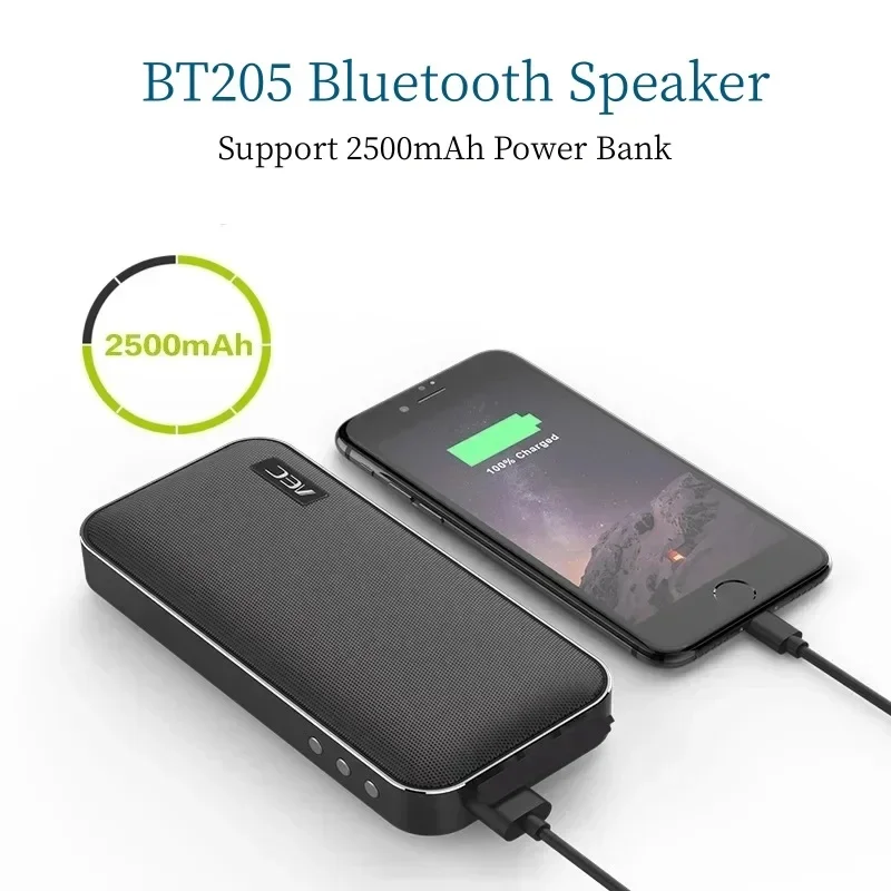 

NEW BT205 Power Bank Bluetooth Speaker Supports Power Bank Outdoor Portable Subwoofer Ultra-thin Mini Speaker