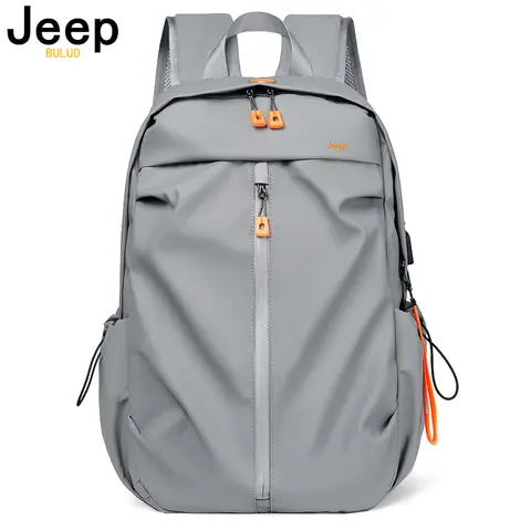 JEEP BULUO 대용량 남성 노트북 백팩, 15.6 솔리드 대형 고등학교 가방, 십대 대학생 그릴 학생 백팩
