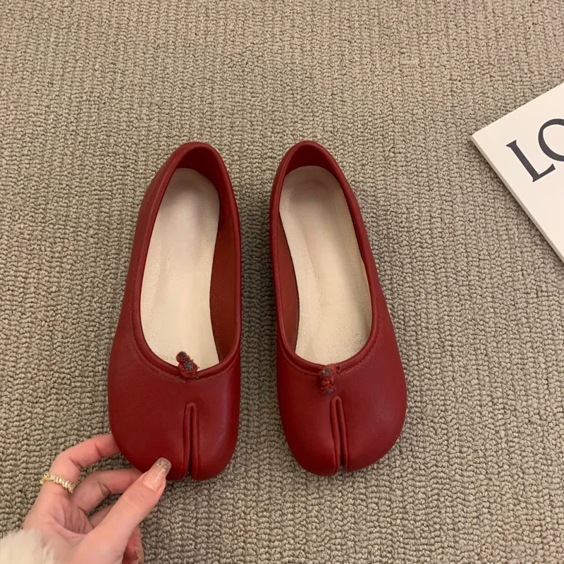 Nuevas Zapatillas Planas Tabi con Punta Dividida para Mujer 2026, Zapatos de Ballet de Cuero Suave sin Cordones, Zapatos Planos Cómodos para Uso Diario Informal para Damas