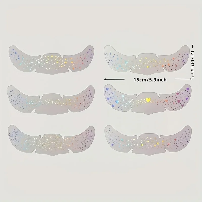 6Glitter freckle sticker Rainbow Heart-Shaped Star Dot Pattern Waterproof Temporary Tattoo Sticker Party, holiday, and everyday