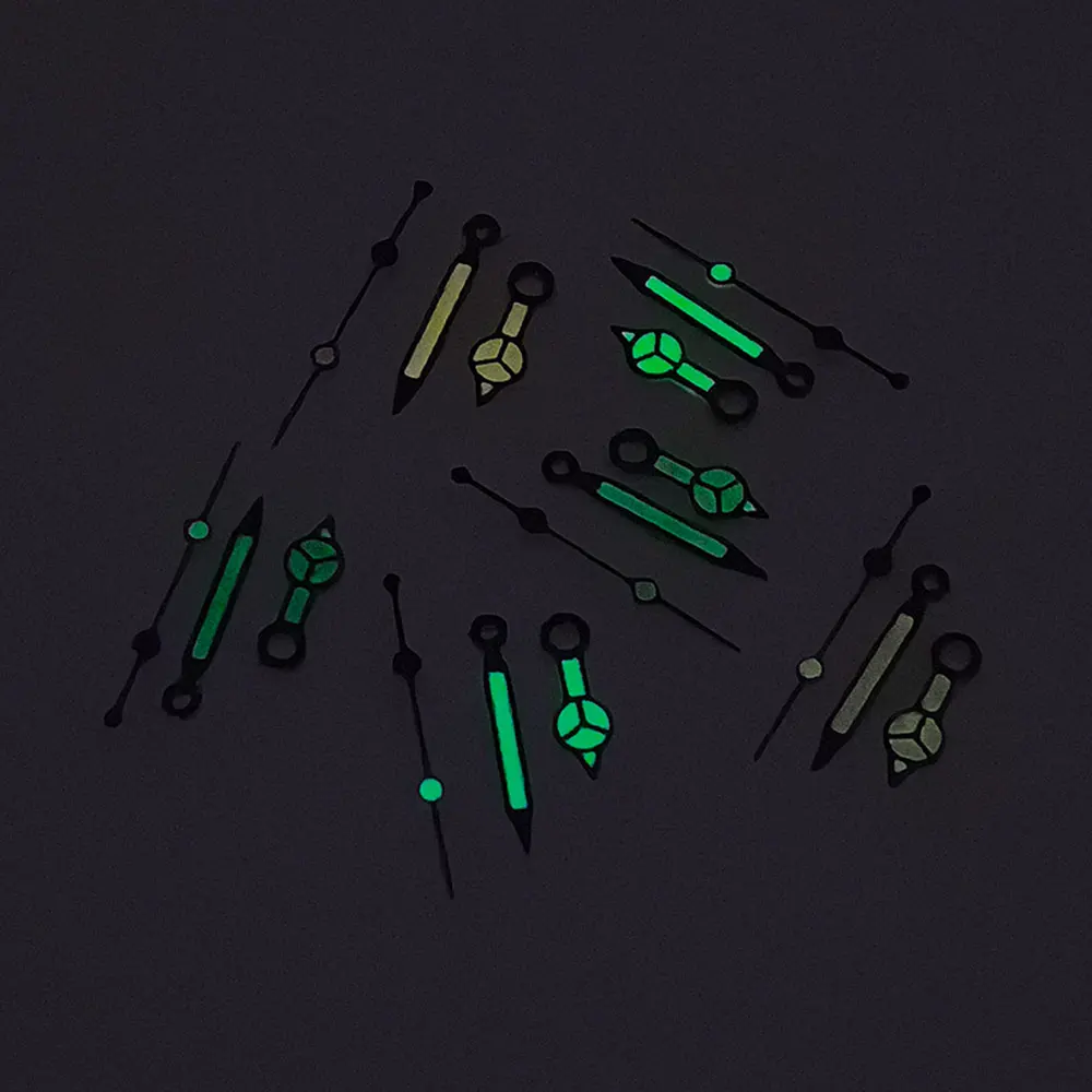 NH35 Watch Hands for NH36 4R 7S Movement High Quality Black Border Needle 7.75*12*12.5mm Green Luminous Diving Watches Pointers
