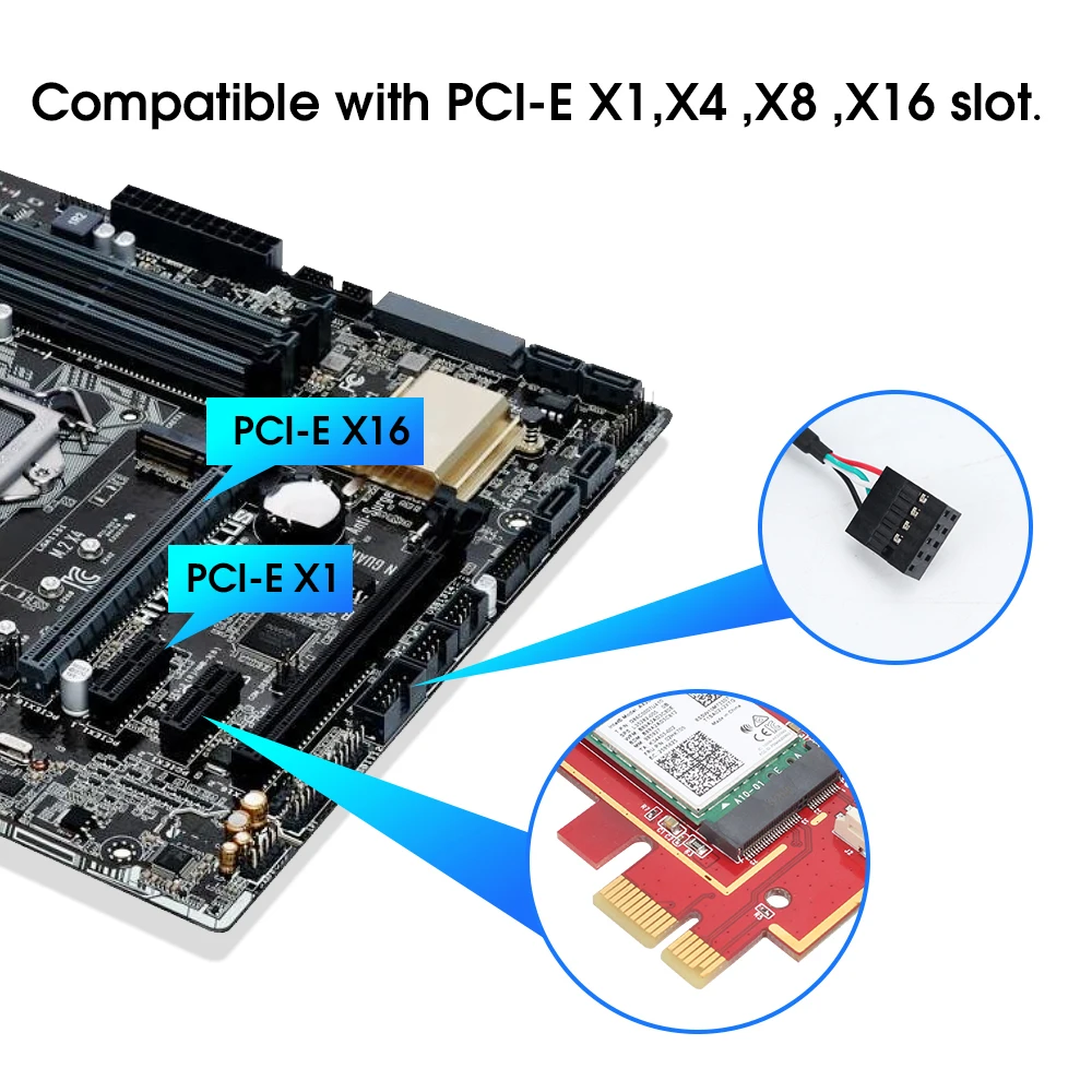 데스크탑 PC용 AC1200 Bluetooth 4.2 PCi Express Wifi 어댑터