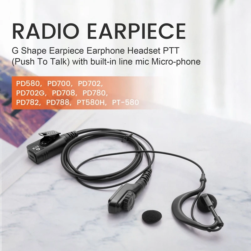 Auricolare a forma di G con grande Ptt per Radio Hytera Pd580 Pd700 Pd780 Pt580h