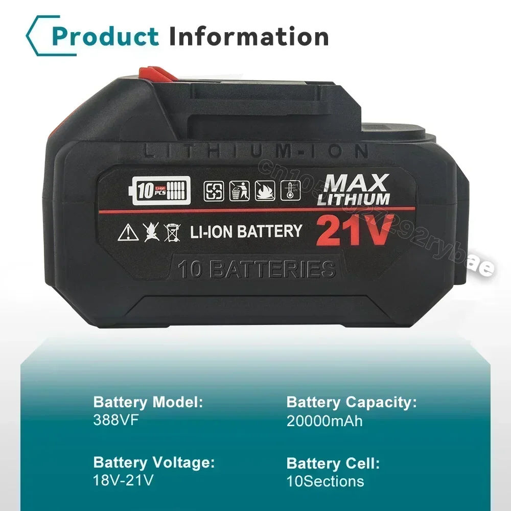 Batteria ricaricabile agli ioni di litio originale 20000mAh 40000mAh 21V per Makita 18V 20V Cordless Dirll/Chiave senza spazzole/Cacciavite