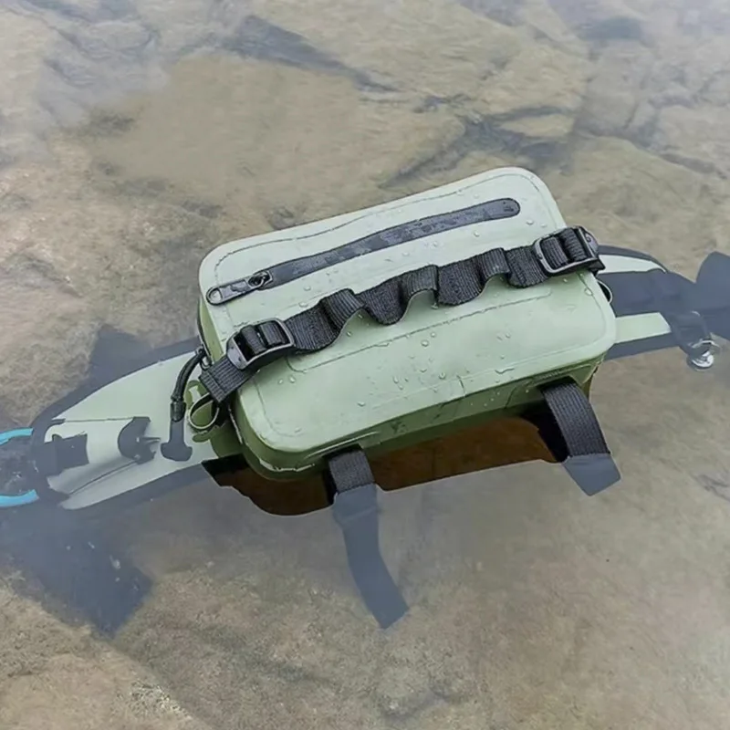 2L Waterproof Fishing Waist Bag TPU Military Green Packet Airtight Zipper Closure Lightweight Sling Fishing Waist Bag For River