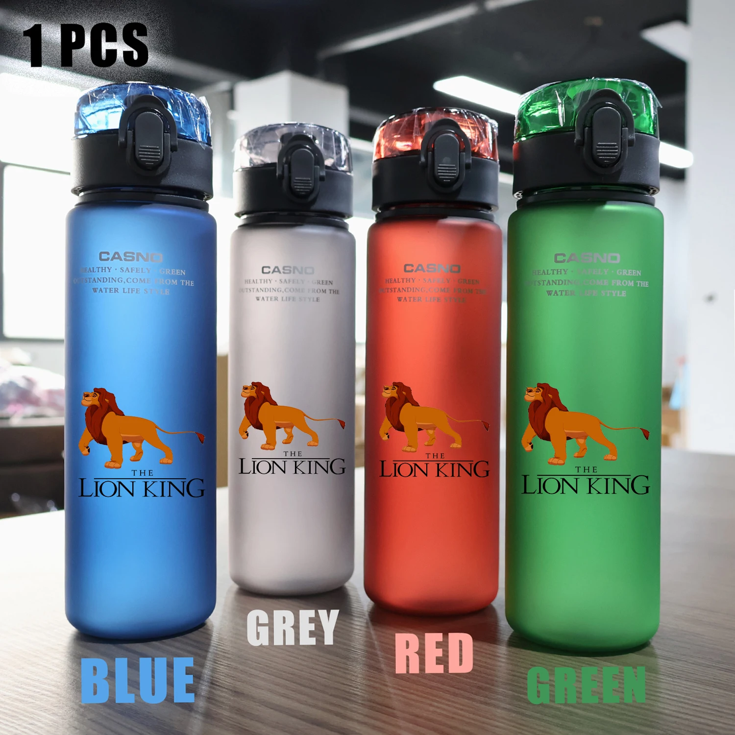 560ML Disney Il Re Leone Bottiglia d\'acqua sportiva in plastica portatile per esterni di grande capacità Fitness Off Road Ciclismo Campeggio Simba