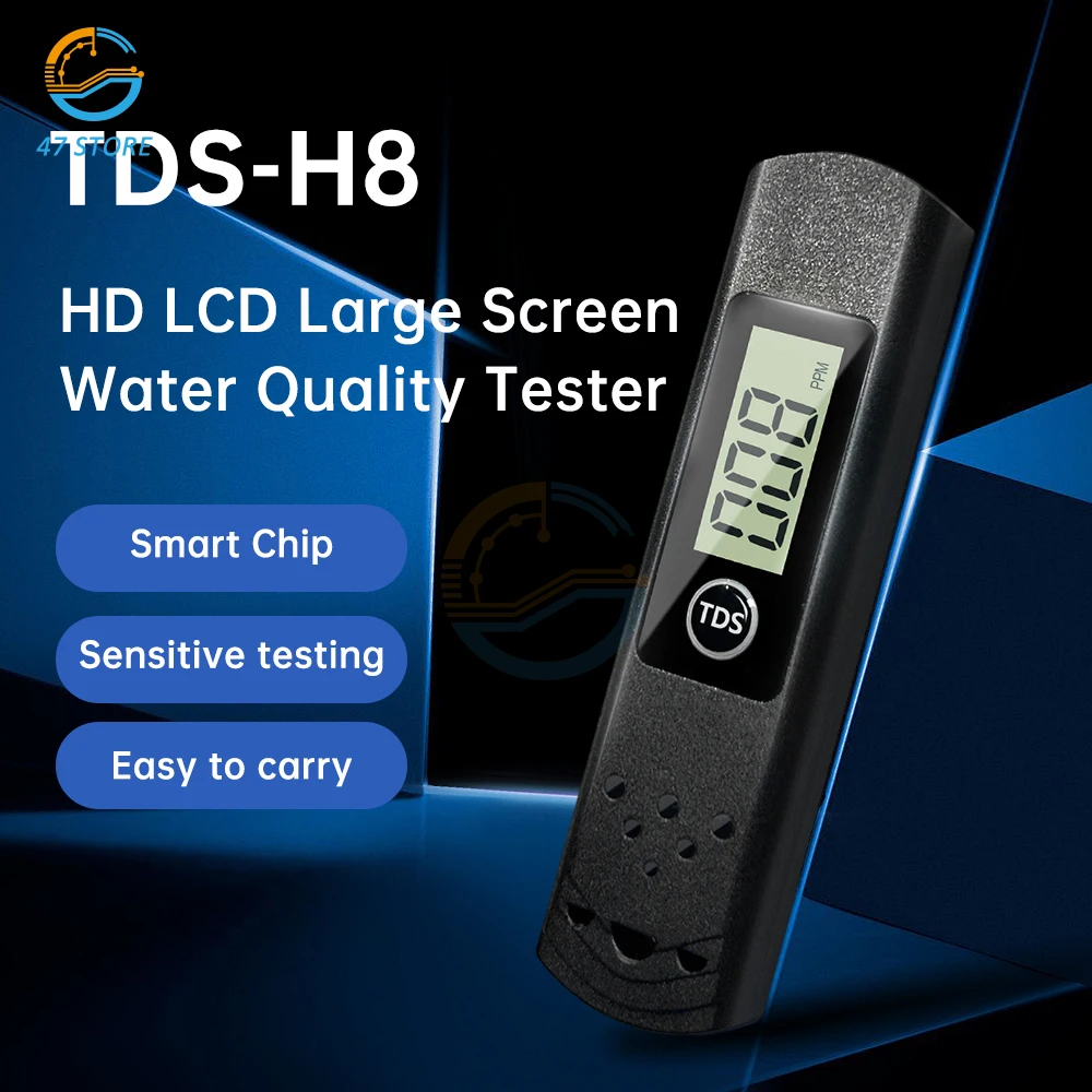 Digital Water Tester TDS-H8 0-9990ppm Drinking Water Quality Analyzer Monitor Filter Rapid Test Aquarium Hydroponics Pools