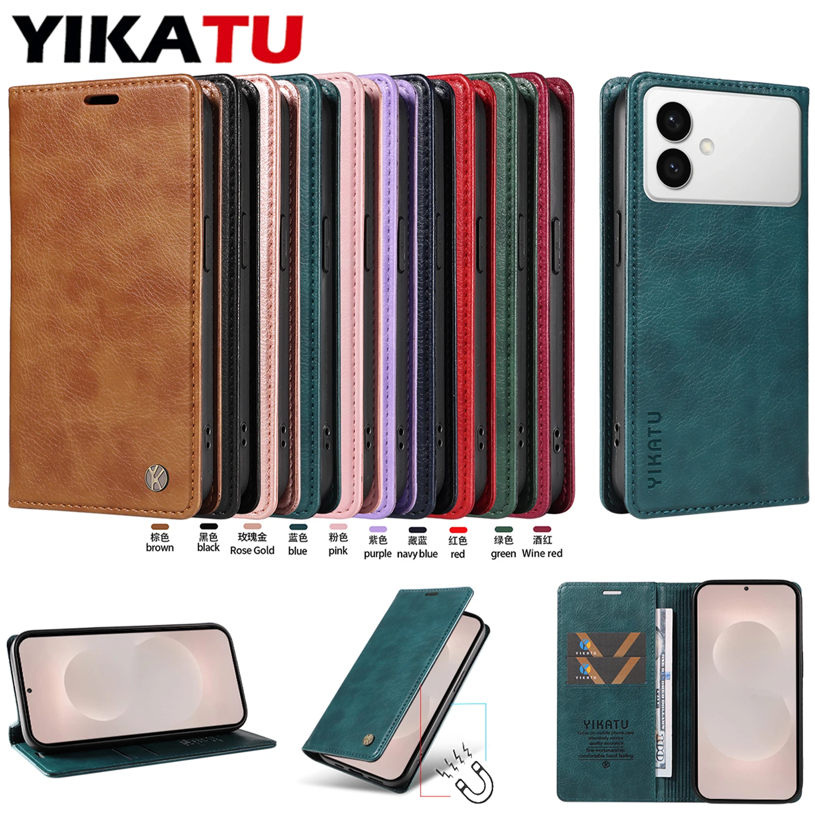 

Модный противоударный кожаный чехол-кошелек для Samsung Galaxy S30 Ultra S26 Plus S25 Edge S24 FE S23 S22 Pro Phone Funda Cover