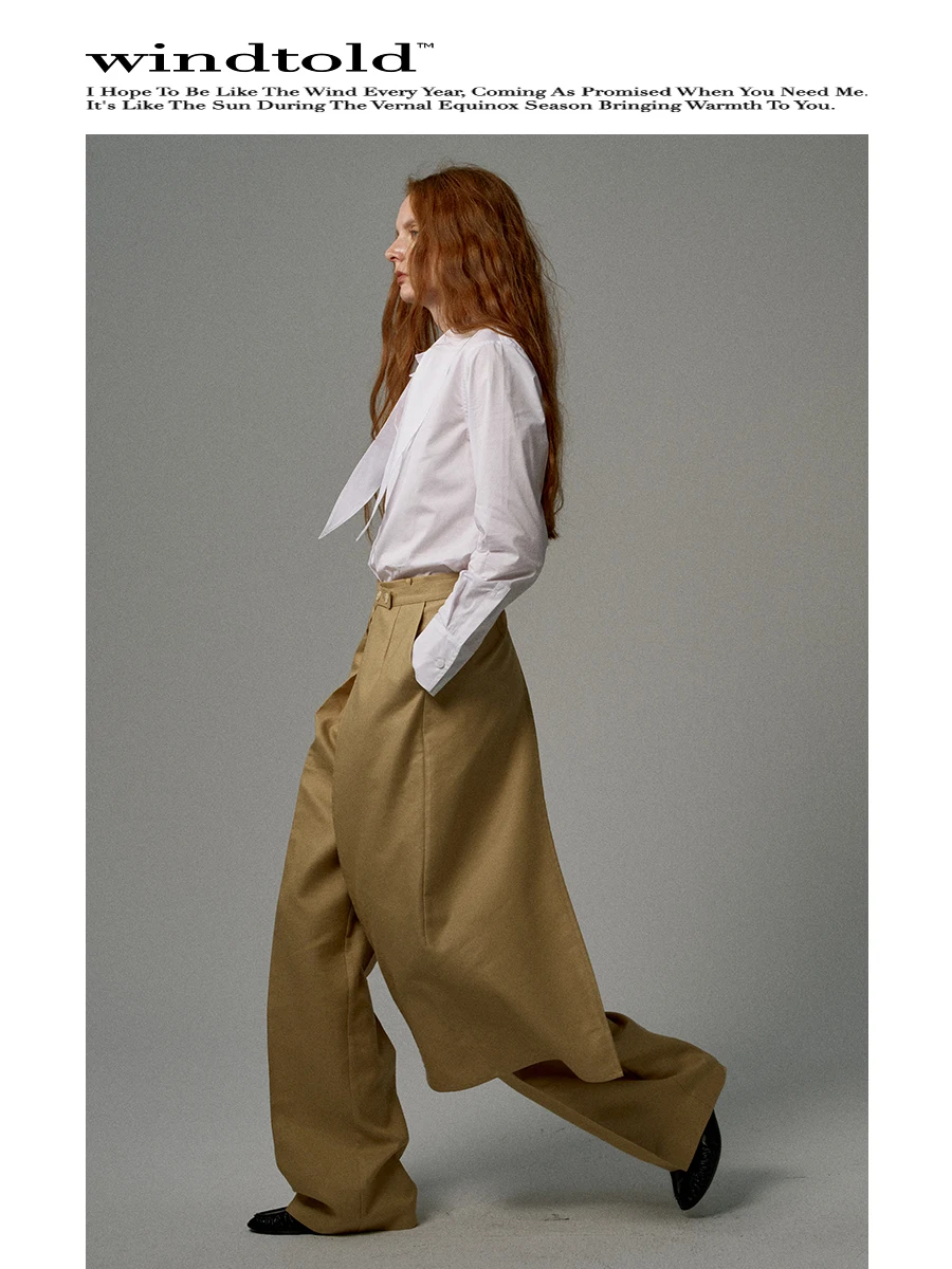 

Windtold Linen Wide Leg Pants Asymmetric Design Commute Sle Loose Fit Ladies Casual Trousers with Detachable Panel