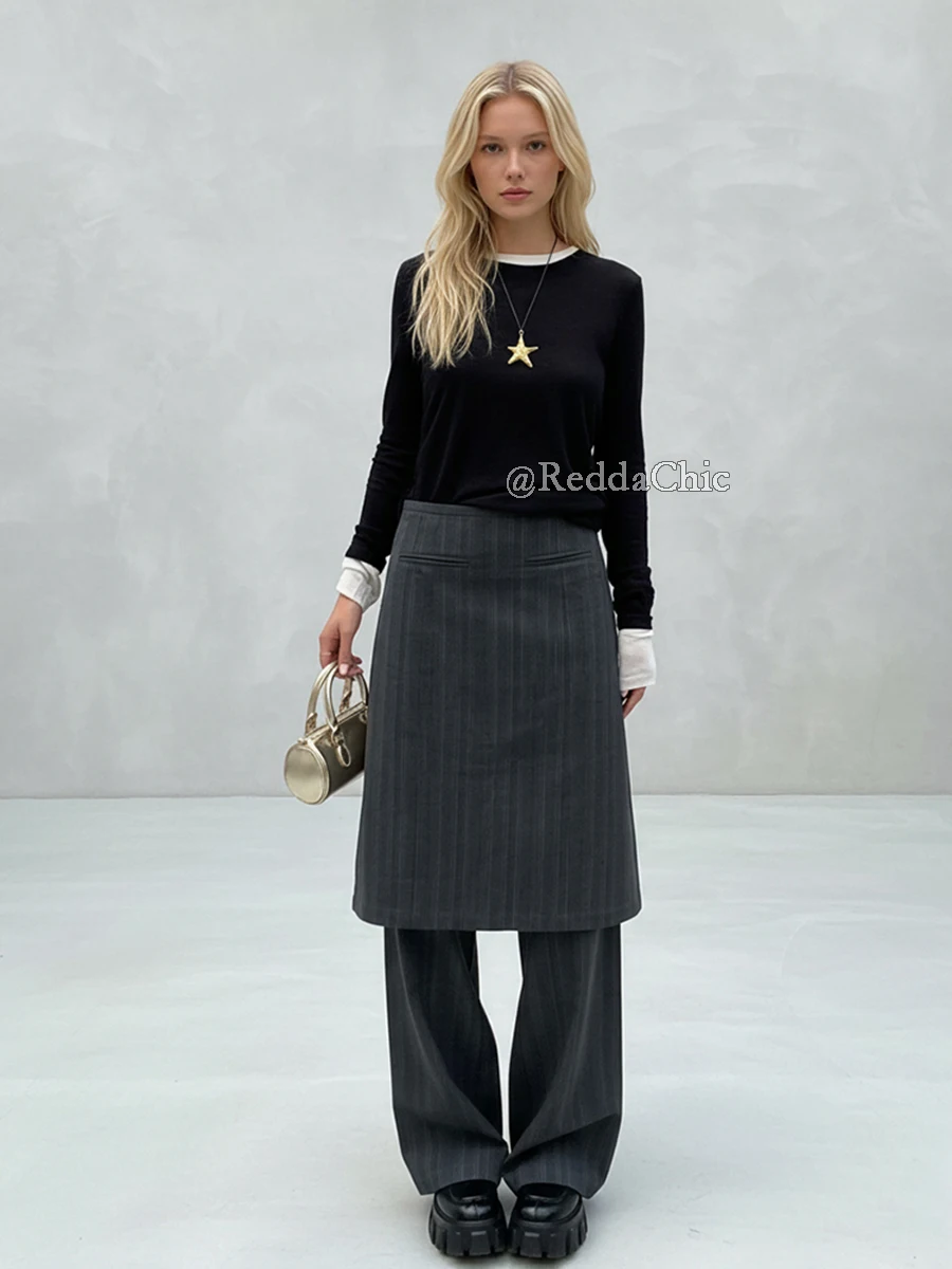 REDDACHiC مريح القطن مقلمة السراويل للمرأة عالية الارتفاع Bootcut كلينفيت تنّورة ملفوفة بنطلون مكتب العمل ملابس رسمية غير رسمية