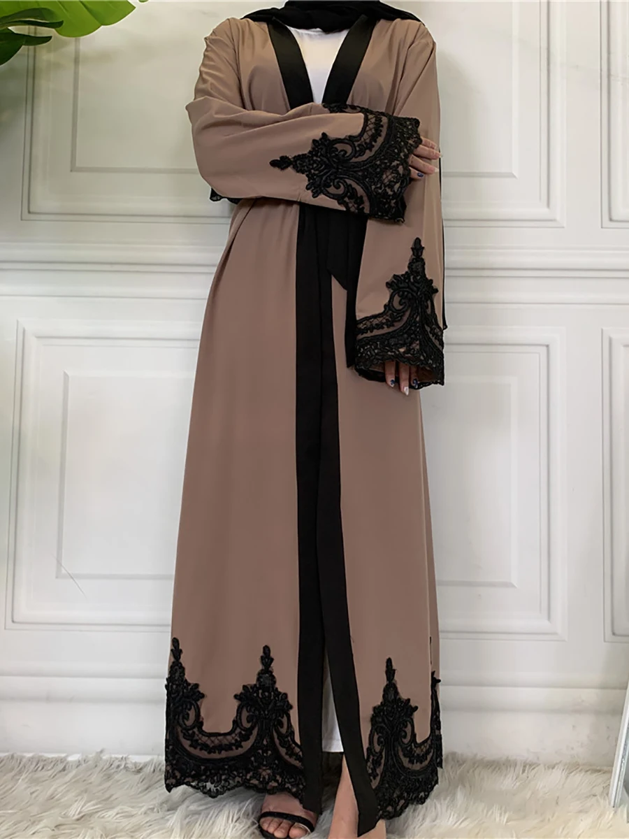 Cárdigan largo de Ramadán Eid para mujer, bata Abaya musulmana de Dubái, Kimono, ropa islámica turca, wj1337