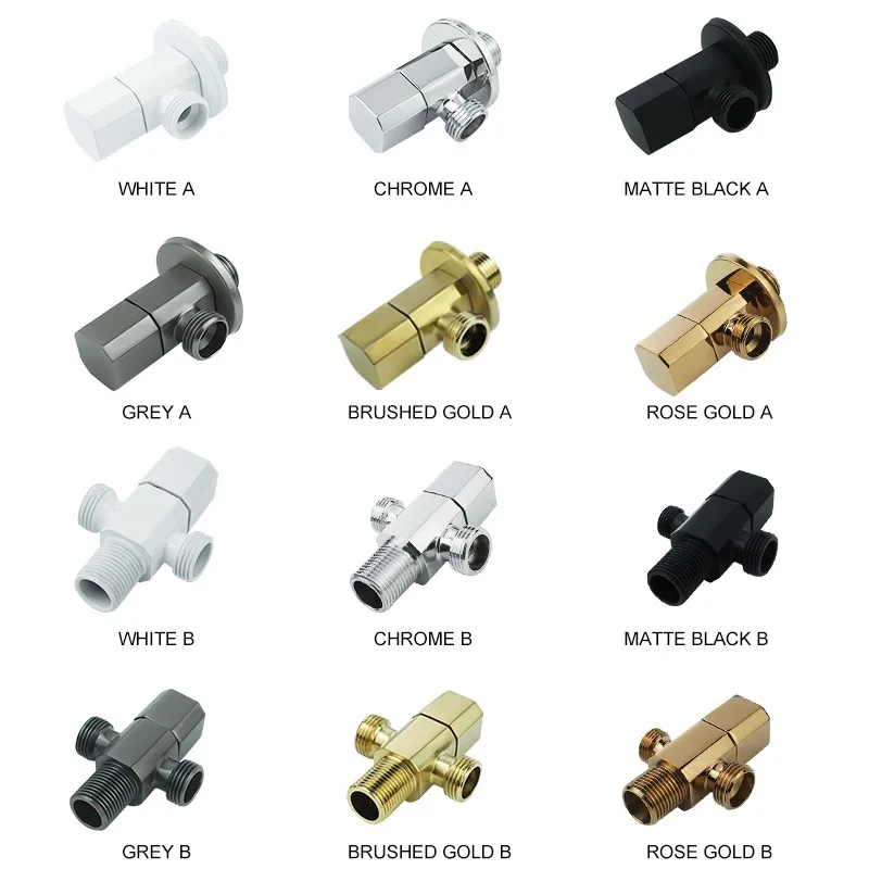 

Chrome / Black / Gold / Rose Gold / Brushed Gold Soild Brass G1/2 Angle Valve Switch Valve For Bathroom