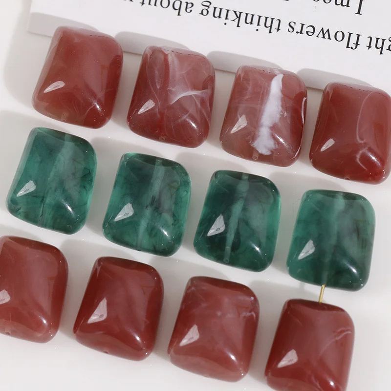 New style 50pcs/lot color print geometry irregular shape resin straight hole beads diy jewelry garment accessory