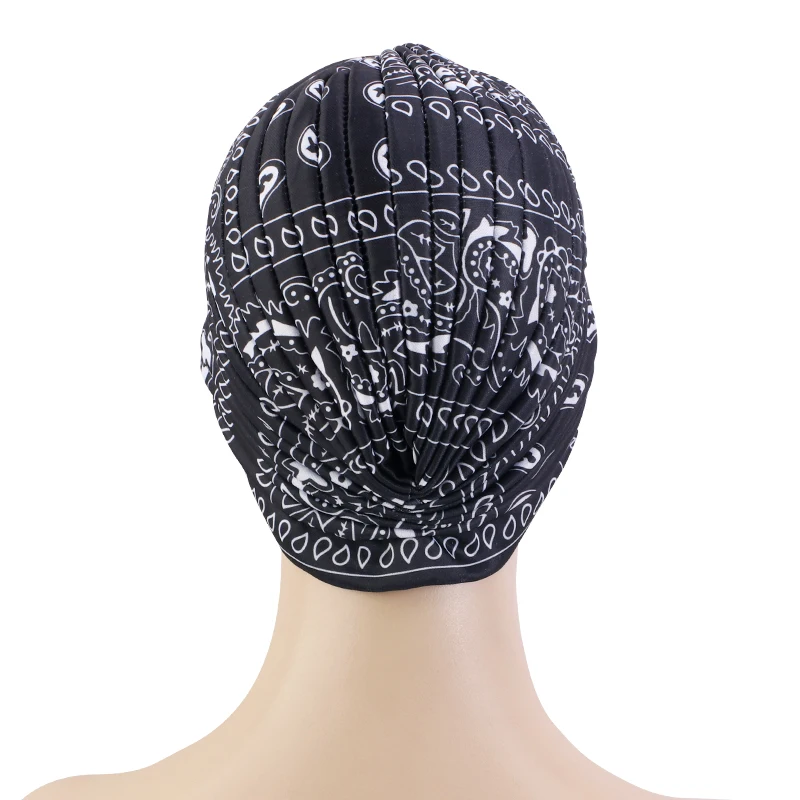 Neue Frauen Drucken Blume Knoten Krebs Rüschen Chemo Hut Beanie schal Turban Kopf Wrap Gestrickte Kappe Haarausfall Zubehör – Detail 25