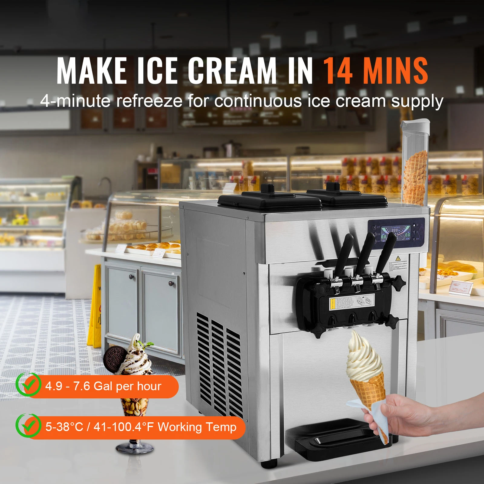 1850W Ticari 3 Çeşitli Aromalı - Commercial Ice Cream Machine Countertop incelemesi ve fiyatı