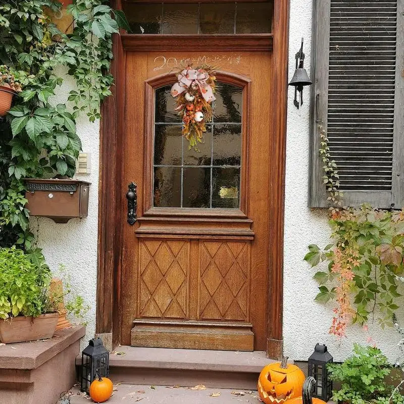 Artificial Teardrop Swag Autumn Theme Swag Rustic Teardrop Swag Wreath Festive Harvest Front Door Autumn Swag Exquisite