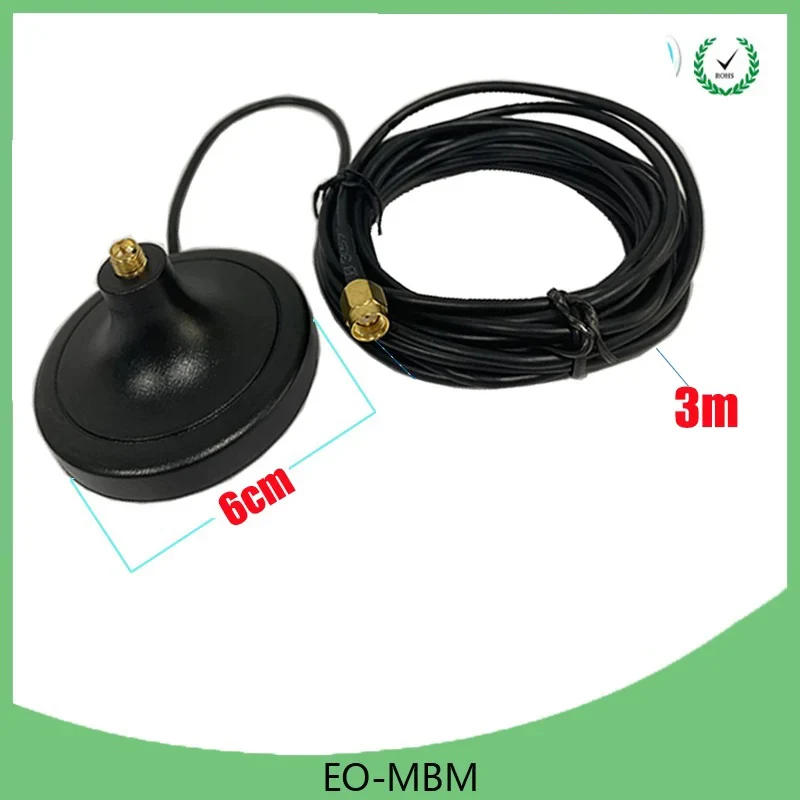 Eoth WiFi Antenna Extension RP-SMA Male IOT to Female RG174 3M Cable stgrong Magnetic Base for Router Wireless Network Card