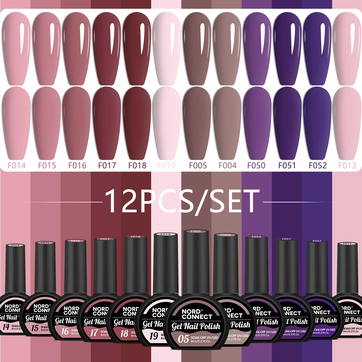 Il set di smalti per unghie gel da 12 pezzi da 8 ml include smalto per unghie gel nudo rosso rosa LED per la casa salone di nail art abbinamenti di colori fai da te rimovibili