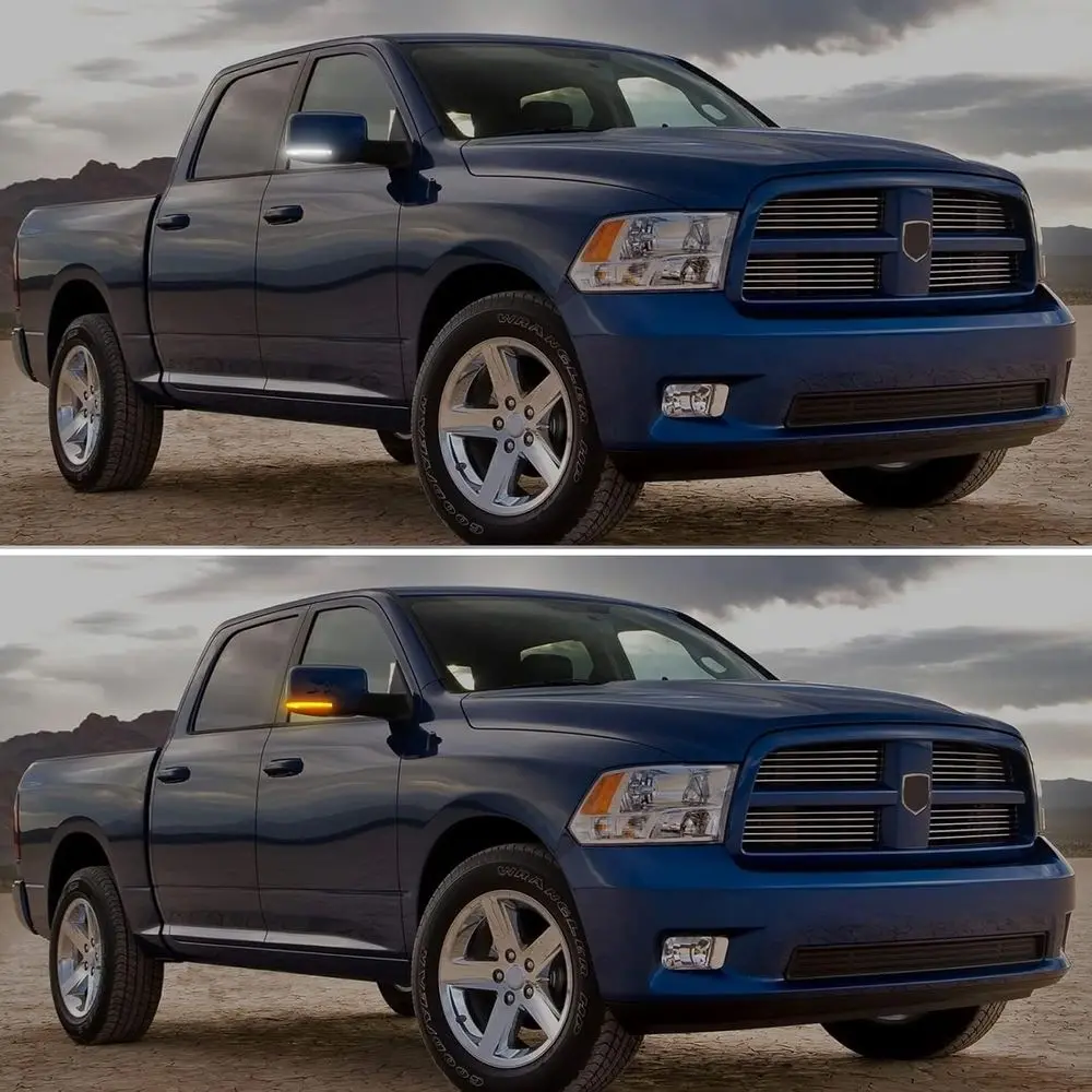 Sequential Amber Turn Signals & White Puddle Lights for 2009-2018 RAM 1500, 2010-2018 2500/3500 LED Side Mirror Replacement