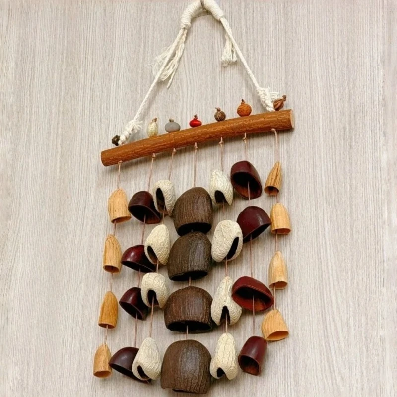 Sound Healing Wind Chimes Natural Fruit Shell Meditation Mindfulness Bells Hanging Wind Chimes Spiritual Wind Bells Instrument