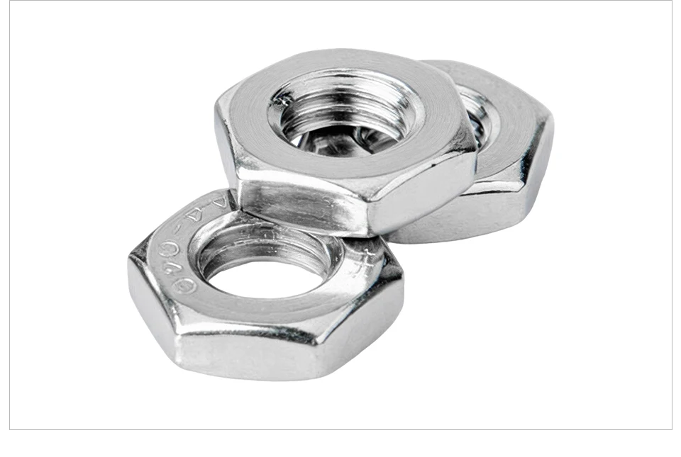 DIN439 304 Edelstahl Flache Sechskantmuttern, Flachkopf-Sechskantmuttern GB6172 M3 M4 M5 M6 M8 M10 M12 M16 M18 M20 – Detail 7