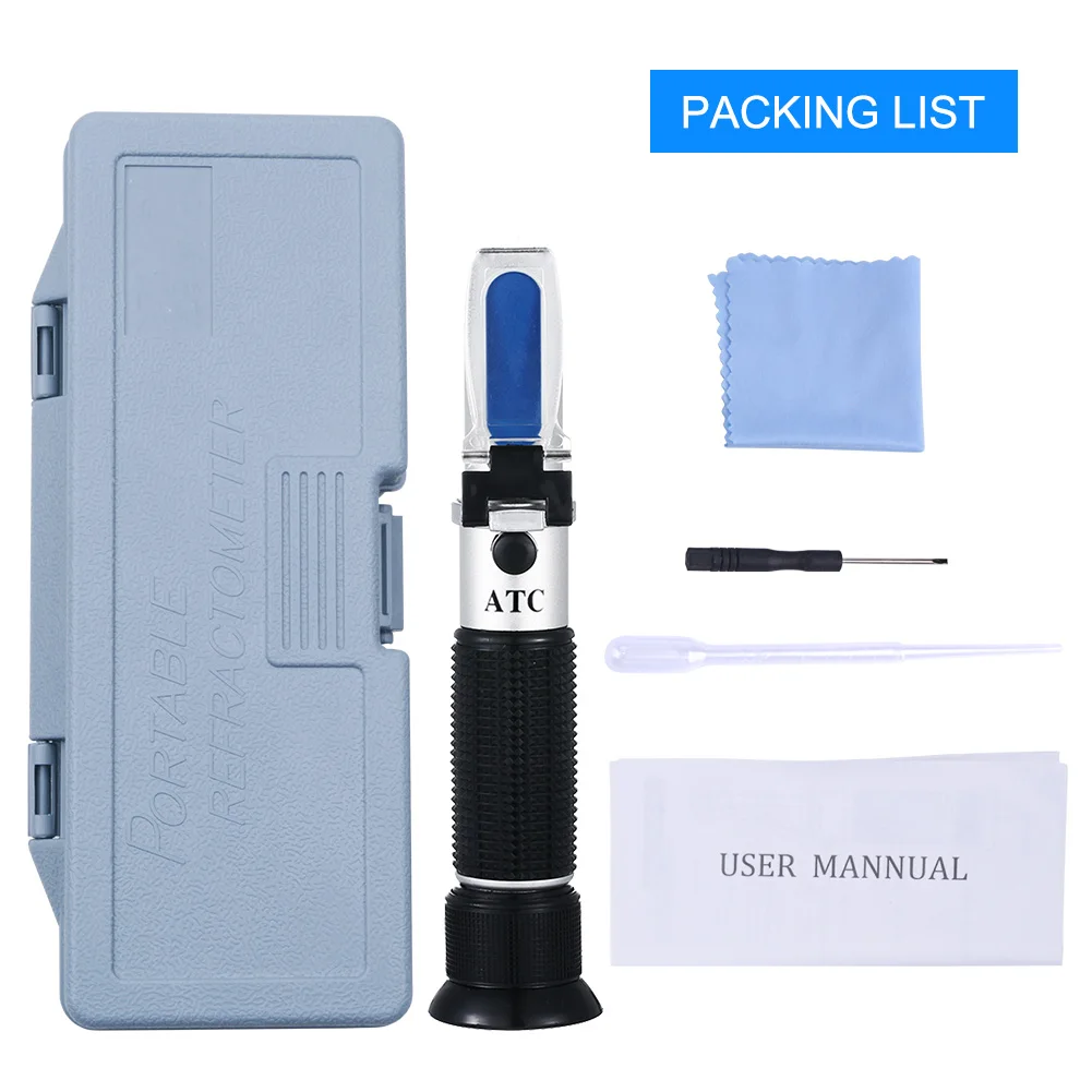 Yieryi 0-32% Brix Refractometer ATC Hand Held Fruit Juice Brix Sugar Beer Optical Test Meter with The Retail Box