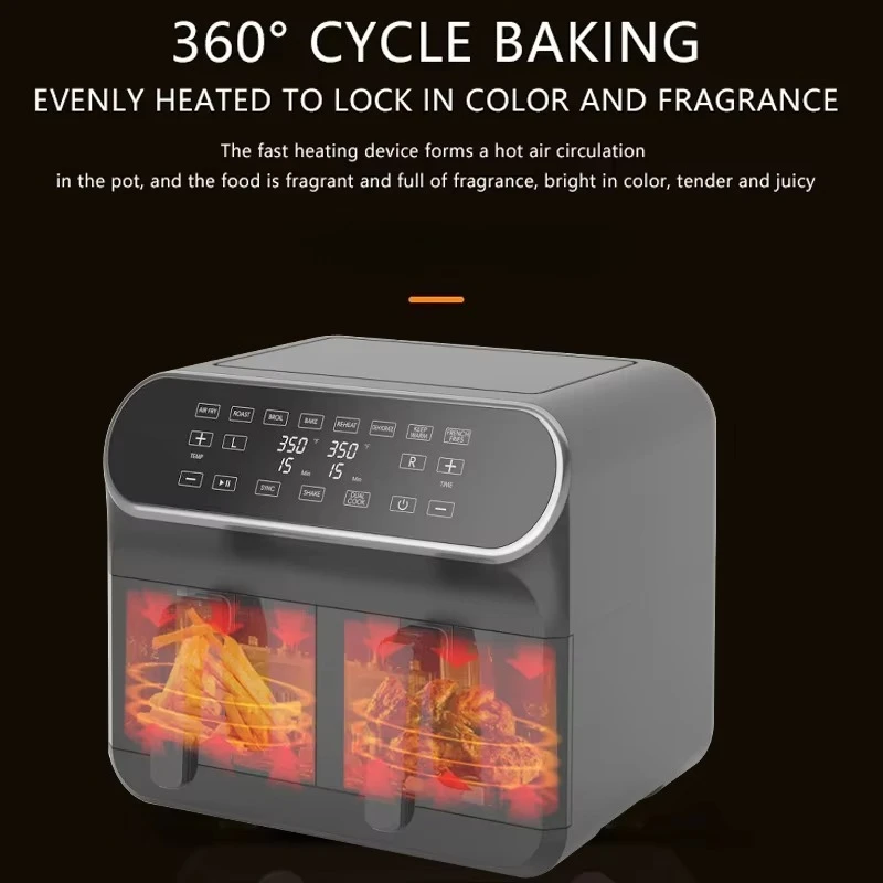 Two 4.0l double air fryer double basket electric fryer