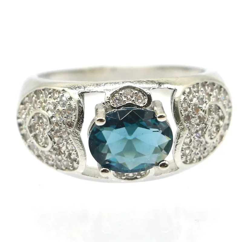 Pierścionki ze srebra próby 925, 5g, z możliwością personalizacji, z zielonym perydotem, prawdziwym niebieskim szafirem, prawdziwym zielonym szmaragdem, prawdziwym czerwonym rubinem i London Blue.