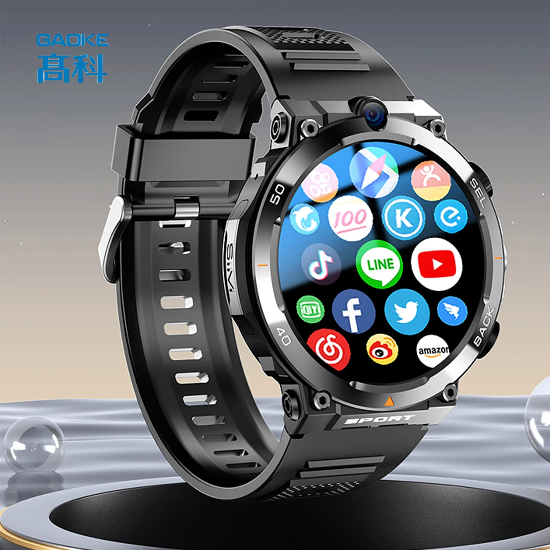 Luxury Rugged Round H10 Smartwatch Men's 4G Sim Waterproof Touch Screen Mobile Watch Smart with Camera