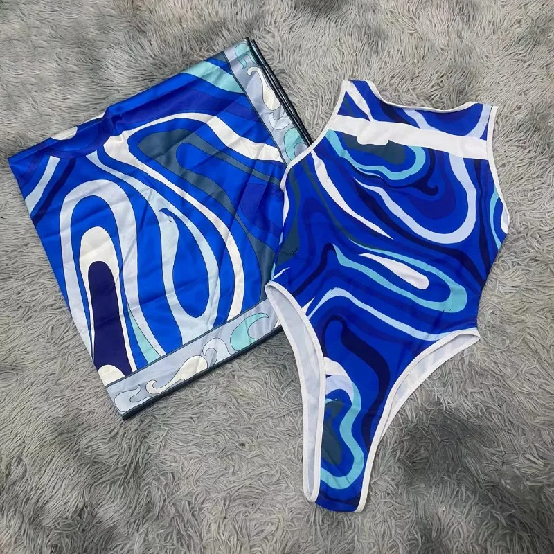 

2025 модный дизайн, женские купальники с шарфом, полосатые купальники